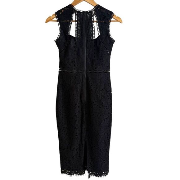 Bardot Splice Panel Lace Cutout Midi Dress Black Size 4 - Picture 6 of 9